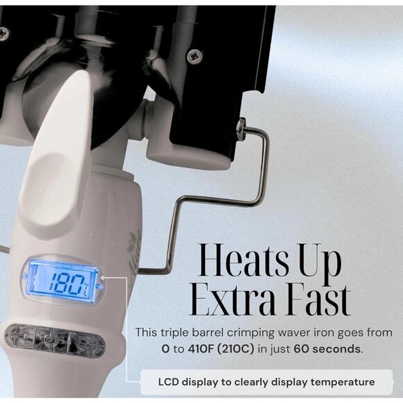 Three Barrel 1” Curling Iron Wand Hair Waver Crimper LCD Display 410 Degree-NEW - Picture 4 of 7